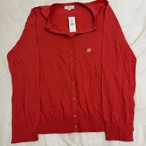 LOFT Women's Vibrant Red Cardigan Women’s Size Large New with Tags